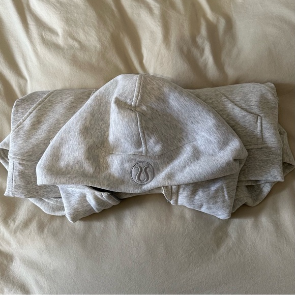 Heathered Core Ultra Light Grey Scuba Oversized Half-Zip Hoodie - Picture 5 of 6